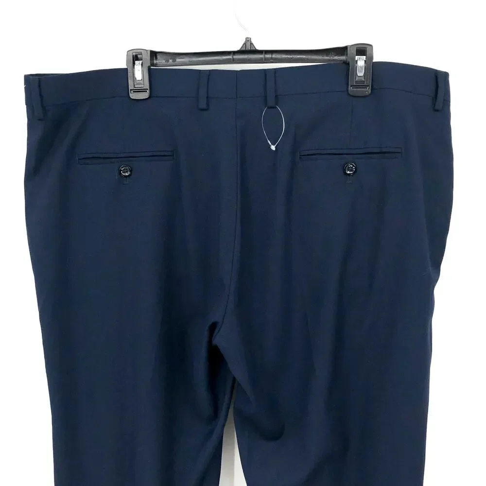 SOUL OF LONDON Men's Flat Front Stretch Dress Pants Size 43R Navy Blue NWOT_7